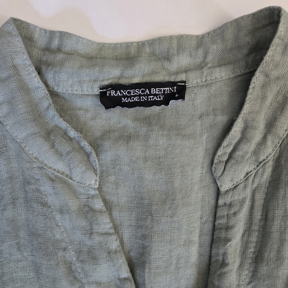 Francesca Bettini 100% Linen sleeveless button down made in Italy sz L - Picture 5 of 7